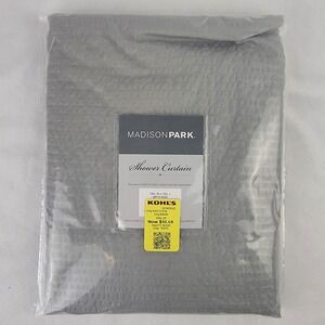 Madison Park Grey Seersucker Textured Shower Curtain 72x72 NEW Cloth